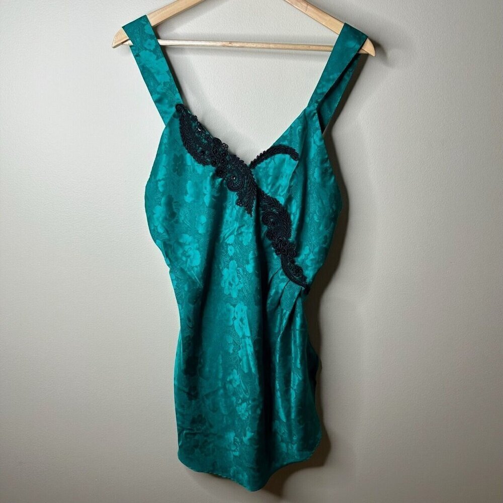 Vintage Victoria Secret Gold Label Lingerie Top M Teal Very Sexy Slip Nightgown